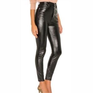 NWOT We The Free Phoenix High Rise‎ Vegan Leather Coated Jeans Liquid Black 24